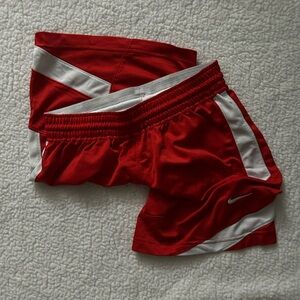 Nike Women's Red and White Athletic Shorts